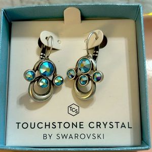 Price Reduced! Touchstone Swarovski Shimmer V, blue Oxidized Silver NIB Retired